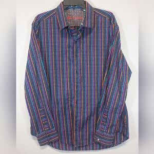 Robert Graham Men’s XL Classic Fit Multicolor Striped Flip Cuff Button Up Shirt